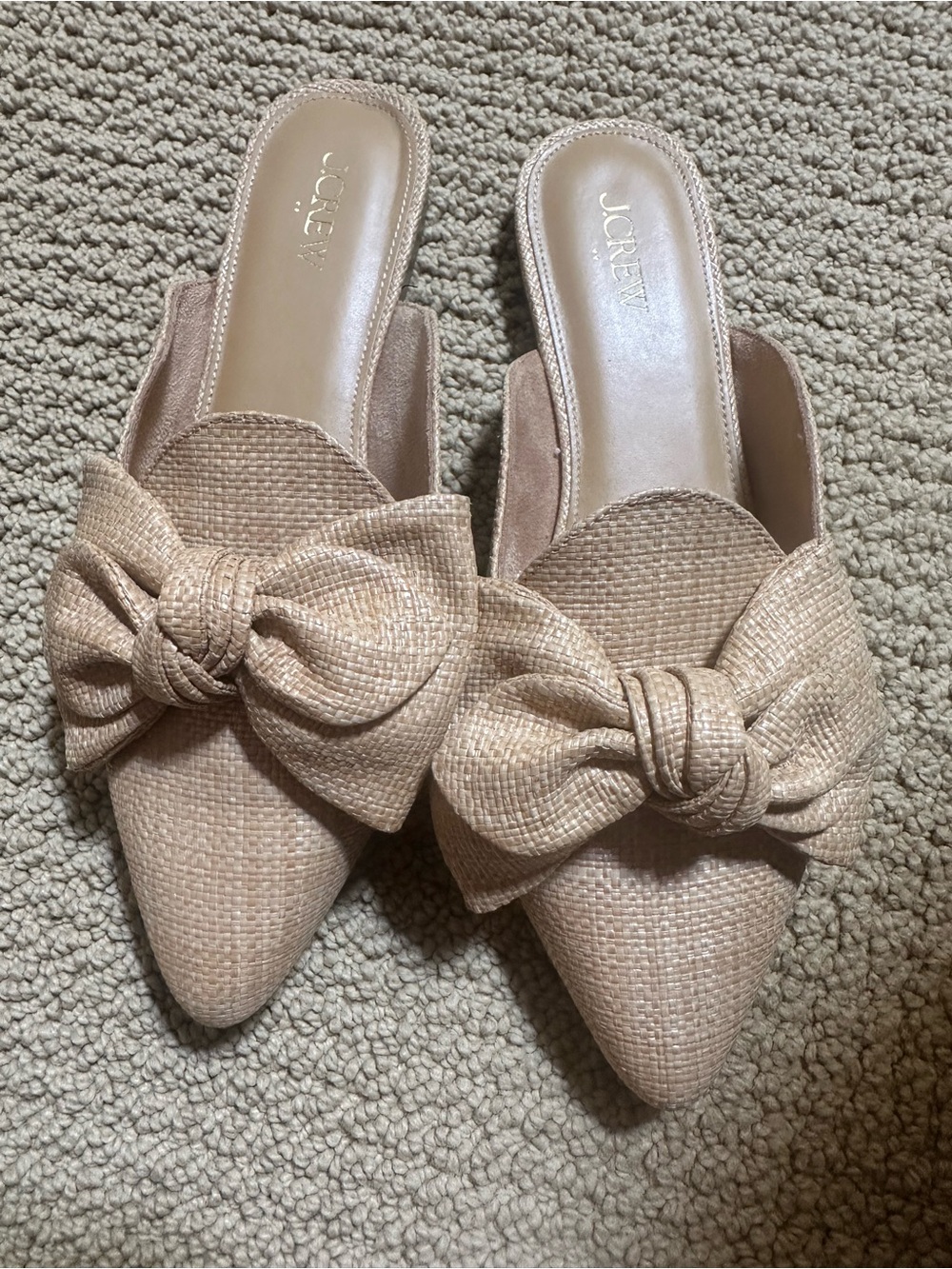 J Crew Blonde Raffia Mules Size 9.5